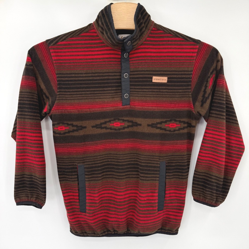 Cinch Fleece Pullover Mens XS Red Brown MWK1514012 Southwestern Quarter-Snap Top